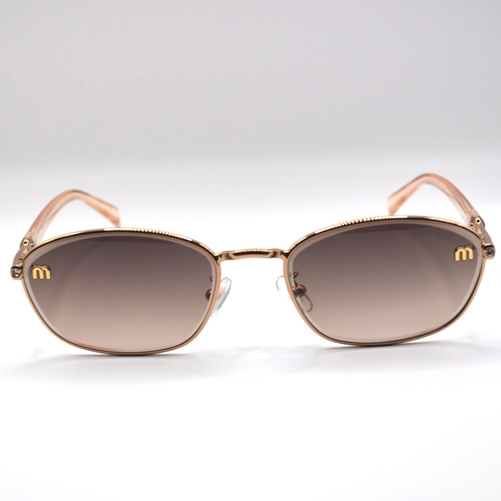MIU MIU Women’s Metal Sunglasses | Gold & Nude | Brown Gradient Lenses | New - Picture 15 of 16